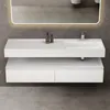 doporro Meuble de Salle de Bain Blanc Mat Ensemble de 2 Voir les images du produit 1