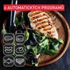 A grilled chicken breast with salad on a wooden plate, with icons representing different food types. Voir les images du produit