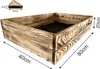 A wooden planter box with dimensions indicated by text overlays. Produktbild-Vorschau