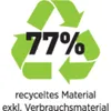 A recycling symbol with text indicating the percentage of recycled material. Produktbild-Vorschau