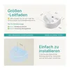 An image showing dimensions and installation instructions for a compact wall-mounted sink. Anteprima dell’immagine prodotto