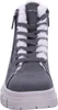 A close-up front view of a gray winter boot with white fur trim and laces. Produktbild-Vorschau
