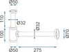 Technical drawing with dimensions of a sink siphon. Produktbild-Vorschau