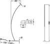 Technical drawing of a floor lamp with dimensions and details. Náhled obrázku produktu