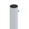 A close-up of the top of a cylindrical pole with a black cap and a silver screw. Produktbild-Vorschau