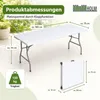 Klapptisch 180x75x74 cm Kunststoff / Stahl Gartentisch Produktbild-Vorschau 3