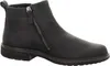 A black leather boot with a zipper on a white background. Produktbild-Vorschau
