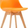 A close-up view of an orange chair with wooden legs, isolated on a white background. Voir les images du produit
