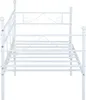 A white metal bed frame, viewed from the side. Voir les images du produit