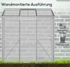 A greenhouse with a brick pattern background, showing its features. Produktbild-Vorschau