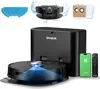 A smart robot vacuum cleaner and its accessories are displayed on a white background. Produktbild-Vorschau