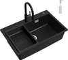 CECIPA max Spülbecken Schwarz 70x45x20 cm mit Wasserhahn Produktbild-Vorschau 1