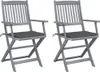 vidaXL Klappbare Gartenstühle 2 Stk. mit Sitzkissen Produktbild-Vorschau 2