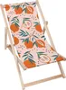 A folding deck chair with a pomegranate pattern on a white background. Produktbild-Vorschau