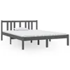 The Living Store Massivholzbett Grau 135x190 cm Produktbild-Vorschau 2