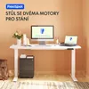 A modern standing desk setup with a computer monitor, laptop, and filing cabinet. Anteprima dell’immagine prodotto