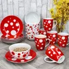 Pula rosso Set da colazione 18 pezzi Piatto in porcellana Anteprima dell’immagine prodotto 3