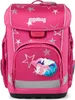 A pink backpack with star patterns and a unicorn graphic. Produktbild-Vorschau