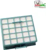 A teal vacuum cleaner filter is shown against a white background. A logo is present in the top right corner. Náhled obrázku produktu