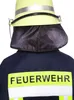 Back view of a person wearing a firefighter helmet and jacket. Produktbild-Vorschau