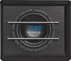 A close-up front view of a car subwoofer in its enclosure. Voir les images du produit
