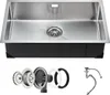 A stainless steel kitchen sink with its accessories laid out below. Anteprima dell’immagine prodotto