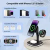 A charging station for multiple Apple devices, with compatibility information displayed. Podgląd zdjęcia produktu