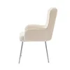 A side view of a single beige upholstered chair with silver metal legs, presented on a white background. Náhled obrázku produktu