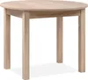 A simple round dining table with four legs. Voir les images du produit