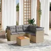 Design 6-tlg. Garten-Sofagarnitur mit Kissen Beige Poly Produktbild-Vorschau 1