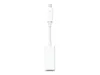 A white Apple Thunderbolt to Gigabit Ethernet adapter is shown against a white background. Produktbild-Vorschau