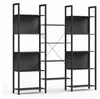 Libreria Relaxdays, 14 ripiani, effetto legno e metallo, Anteprima dell’immagine prodotto 8