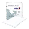 A package of Seni Soft Basic underpads is shown with one pad laid out in front. Anteprima dell’immagine prodotto