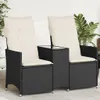 vidaXL Gartensofa 2-Sitzer Verstellbar mit Tisch Schwarz Produktbild-Vorschau 2