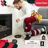 A man is kneeling next to a fireplace, appearing to be working on it. Tools and a roll of black cord are on the floor. Podgląd zdjęcia produktu