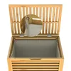 Close-up view of the inside of a bamboo laundry basket, showing the fabric liner and hinges. Anteprima dell’immagine prodotto