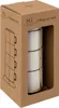 A cardboard box containing a mug rack with four white mugs. Podgląd zdjęcia produktu