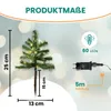 A small decorative Christmas tree with LED lights and its dimensions are shown. Produktbild-Vorschau