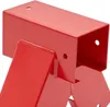 A close-up view of a red metal corner bracket with visible weld seams and pre-drilled holes. Produktbild-Vorschau