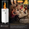 People gathered around a table on a deck, with a gas heater in the foreground. Produktbild-Vorschau