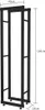 A diagram of a black metal firewood rack with dimensions indicated. Voir les images du produit