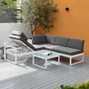 Garten-Lounge-Set Outdoor-Ecksofa + Glas-Couchtisch Jamila Produktbild-Vorschau 9