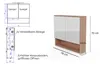 A product image showing a wall-mounted cabinet with two doors and an open shelf below, accompanied by technical drawings and dimension labels. Anteprima dell’immagine prodotto