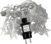 A string of clear star-shaped LED lights with a black power adapter. Produktbild-Vorschau