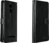 A black leather wallet-style phone case is shown from two different angles against a white background. Podgląd zdjęcia produktu