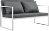 A studio shot of a gray outdoor sofa with white metal framing. Anteprima dell’immagine prodotto