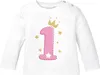 Baby Langarm-Shirt 1. Geburtstag Zahl 1 bzw. 2 mit Krone Produktbild-Vorschau 1