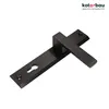 A black modern door handle set with a long plate, shown on a white background. Produktbild-Vorschau