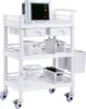 A white medical cart with a monitor and various containers. Produktbild-Vorschau