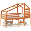 Hochbett mit Dach Wachsbraun 90x190 cm Massivholz Kiefer Produktbild-Vorschau 3